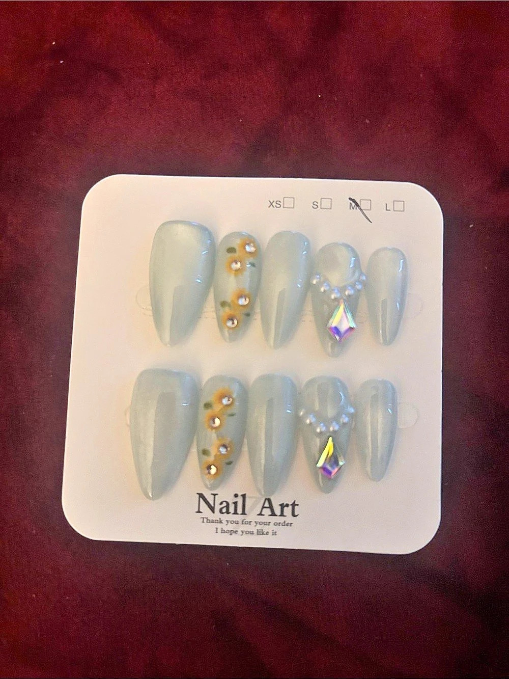 Blue & Gold Press-On Nail Set
